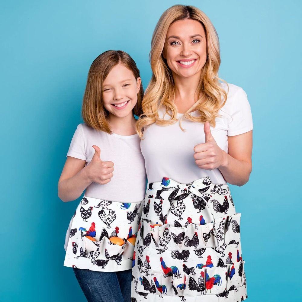 Chicken Pattern Chicken Farm Work Aprons Cloth Egg Collecting Harvest Apron  Kitchen