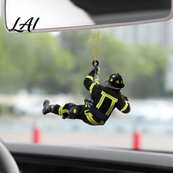 Firefighter Armor Car Rear View Mirror Pendant Fireman Uniform Accessories Christmas Acrylic