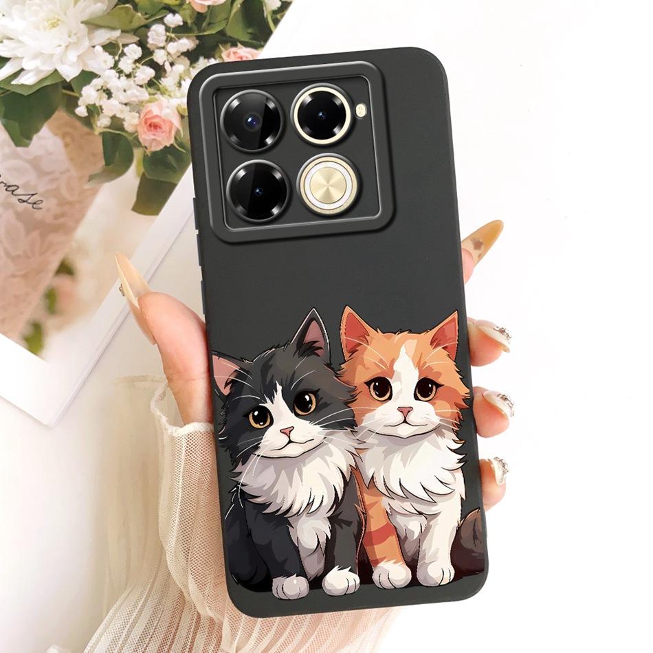 For Infinix Note 40 Pro 4G 5G / Note 40 Pro+ / Note40 X6853 Cute Cat Flower Cartoon Phone Case Soft Silicone Cover Bumpers