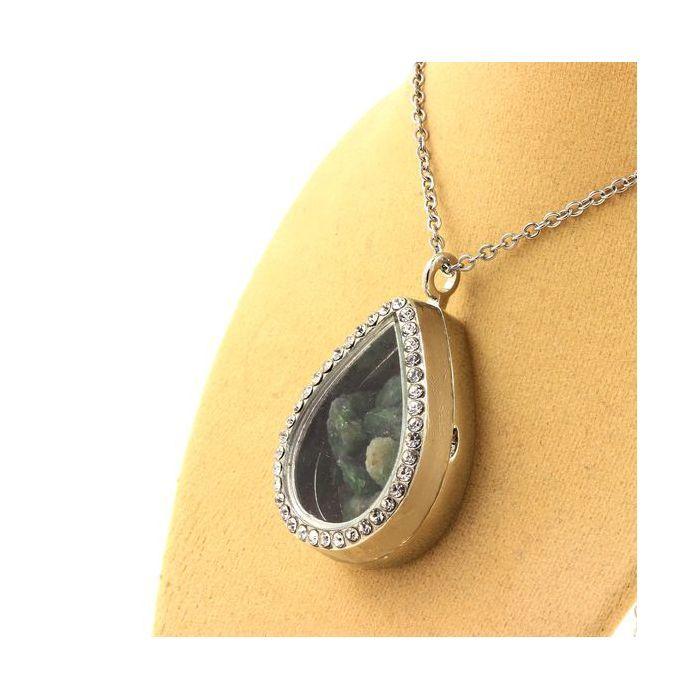 Pierres et Minéraux. Collier Grenat Tsavorite brut. Modèle goutte.