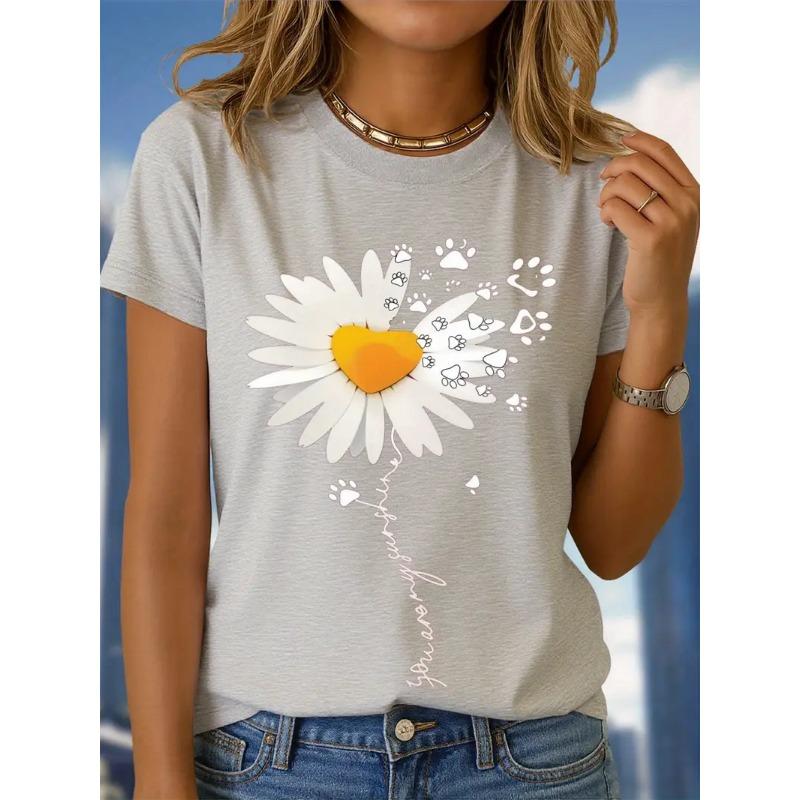 Ladies Light Blue 3D T-shirt Round Neck Short Sleeved Soft Daily Top Comfortable Casual Shirt Fashiona Printed Design