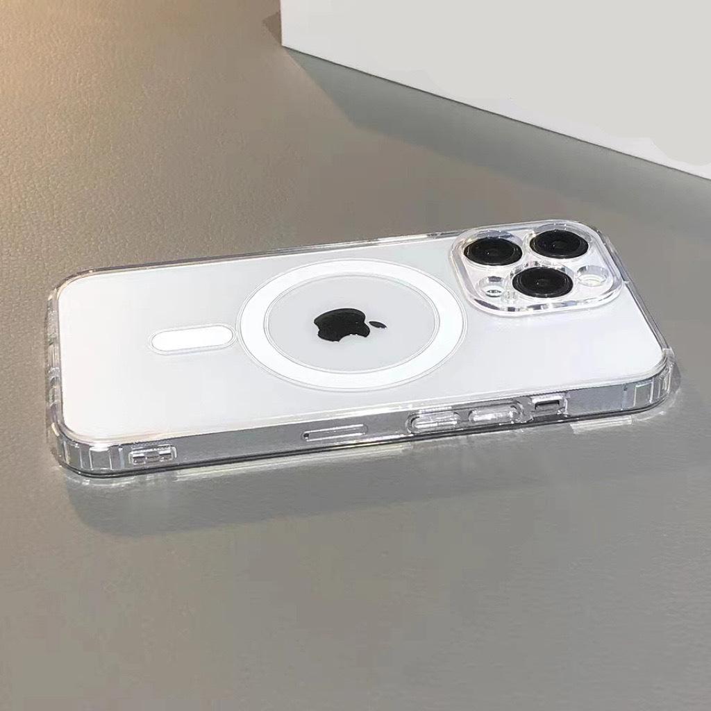 With Lens Film Suitable for Apple 16 Transparent Magnetic Suction Case Iphone15 Transparent Anti-fall 14 Acrylic 12 Protective Cover