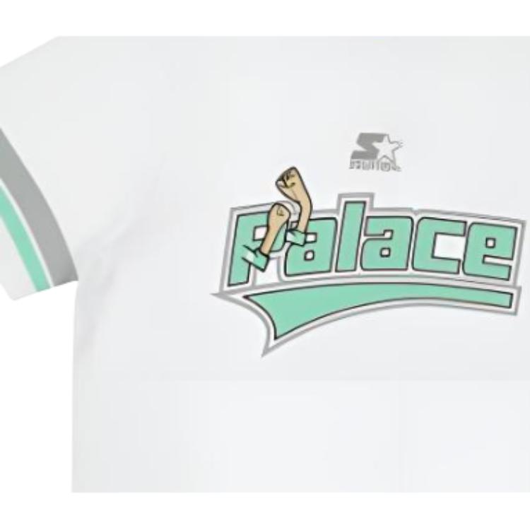 Palace Starter Collaboration FW22 Letter Print Striped Crew Neck Short Sleeve T-Shirt Unisex T-Shirts White PAL-FW22-372