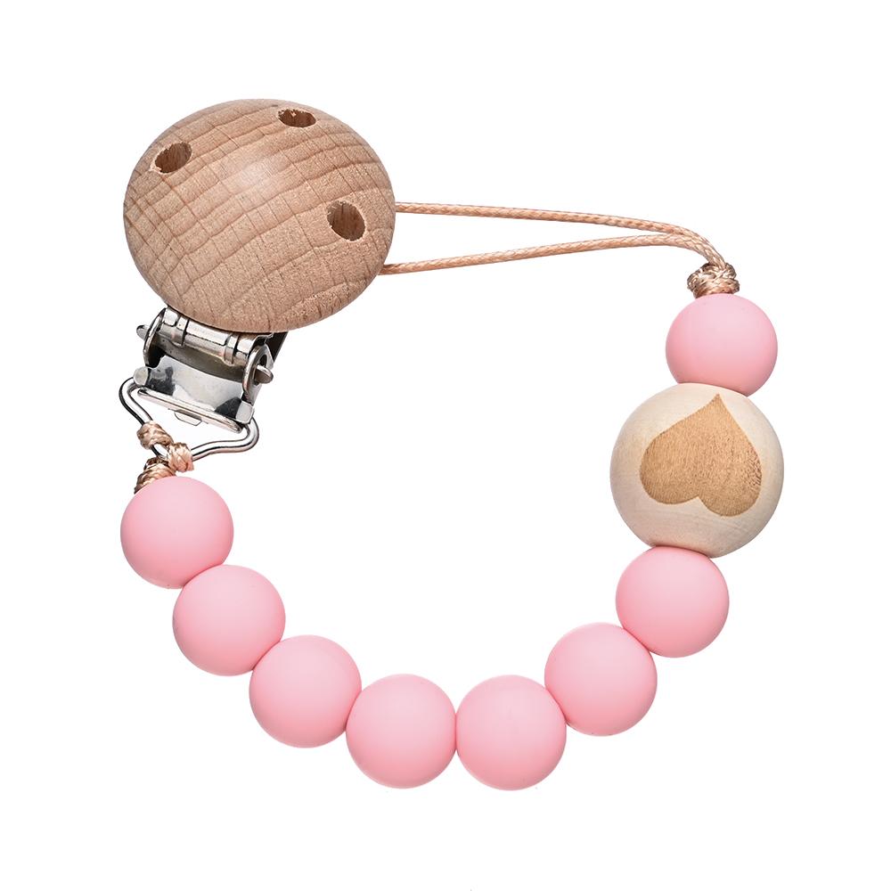 Chew Toys Shower Gift New Baby Pacifier Chain Clips Wood Pentagram Teether  Silicone Round Beads Teething Chain For Care Soother