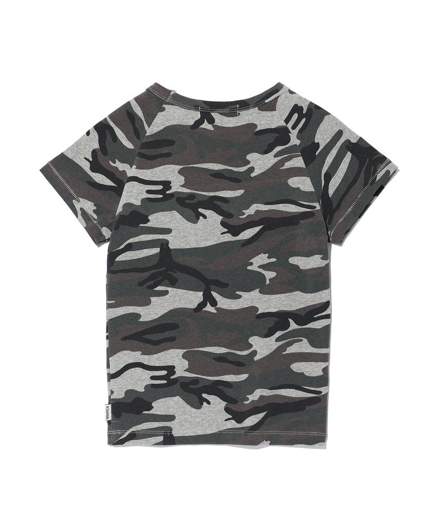 YOUHEE Camo Lettering T-Shirts Gray