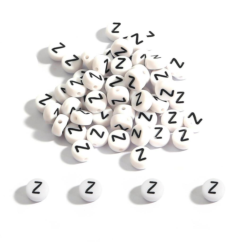100Pcs Acrylic Letter Round Flat Beads DIY Jewelry Making Accessories