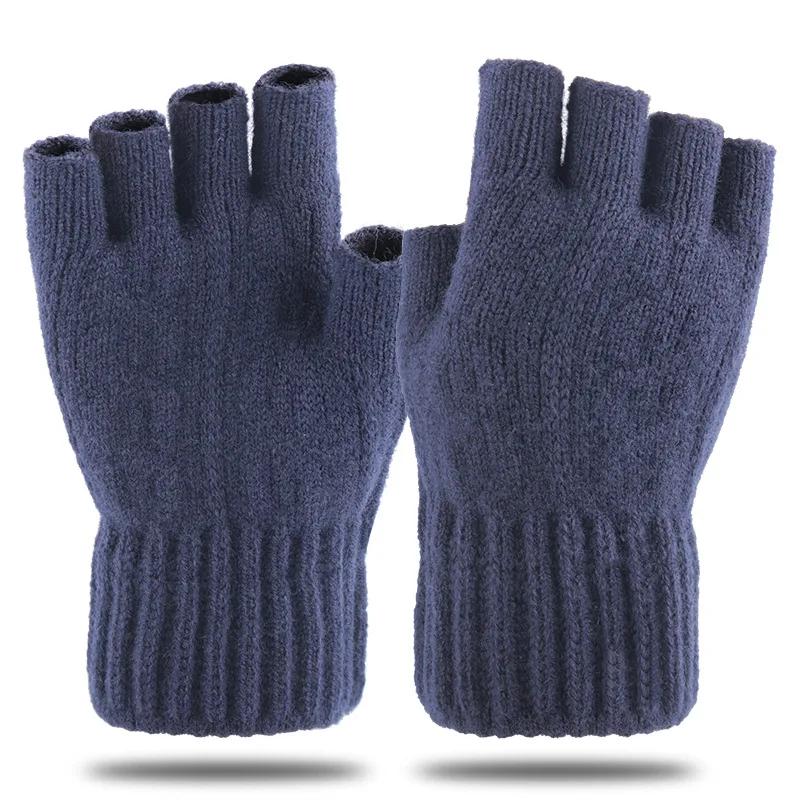 2020Outdoor Half Finger Gloves Women Men Winter Warm Wool Mittens Unisex Elastic Knitted Touchscreen Nonslip Fingerless Gloves