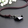 Jewelry Black Lucky Jewelry Blessing Black Necklace Obsidian Pendant Hexagram Shape Amulet