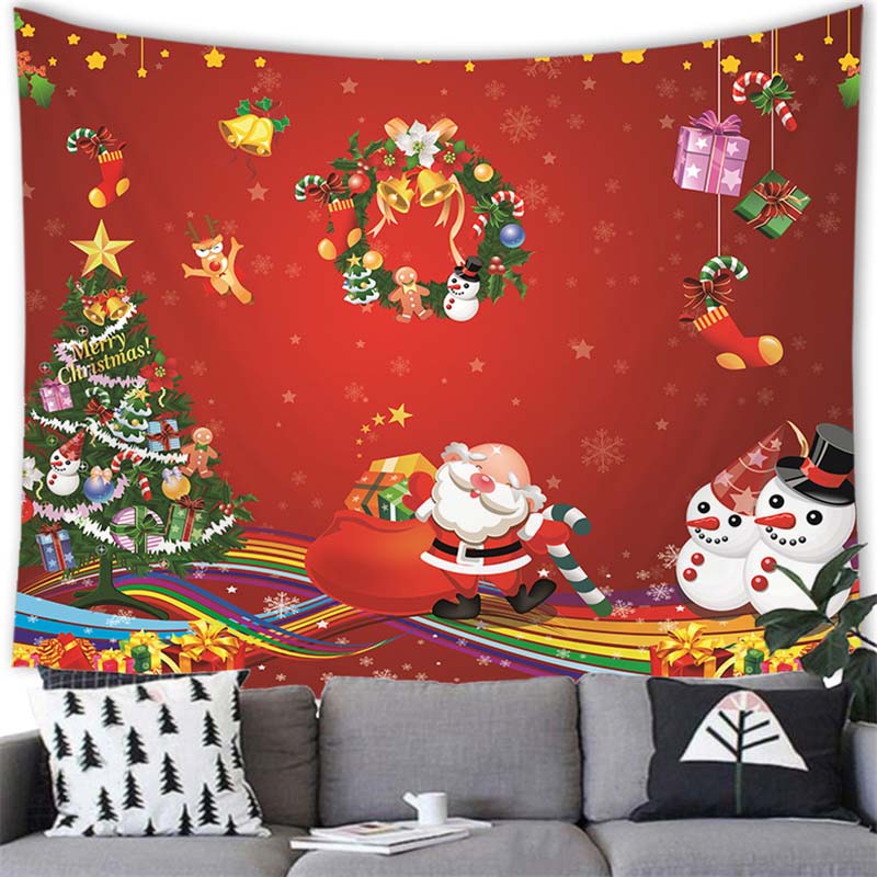 Santa Elch Schneemann Drucken Home Decor Tapisserie Wandbehang Weihnachten Wohnzimmer Zimmer Wand Dekor Hintergrund Stoff tapiz navideño
