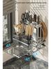 Wall-Mounted Multifunctional Cutlery Rack: Integrated Chopstick Holder & Knife Organizer with Drainer