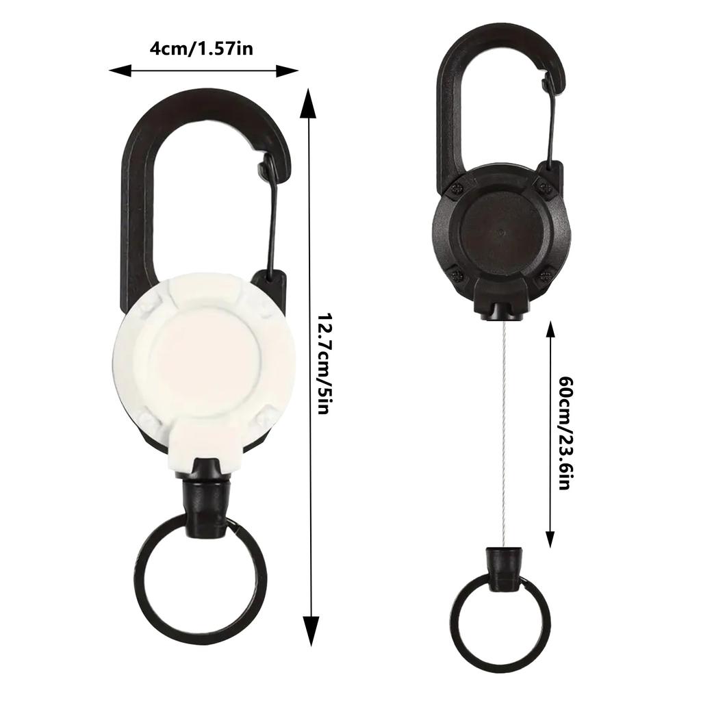 Heavy Duty Retractable Badge Reel Outdoor Climbing Buckle Keychain Strap Tactical Id Badge Reel Strap Steel Retractable Rope