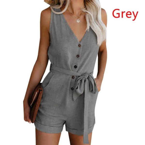 Sommer Damen Casual Schleife Jumpsuit V-Ausschnitt Tanktop Shorts Mode Damen Sommerbekleidung mit Taschen Overalls Reine Farbe Jumpsuit für Damen