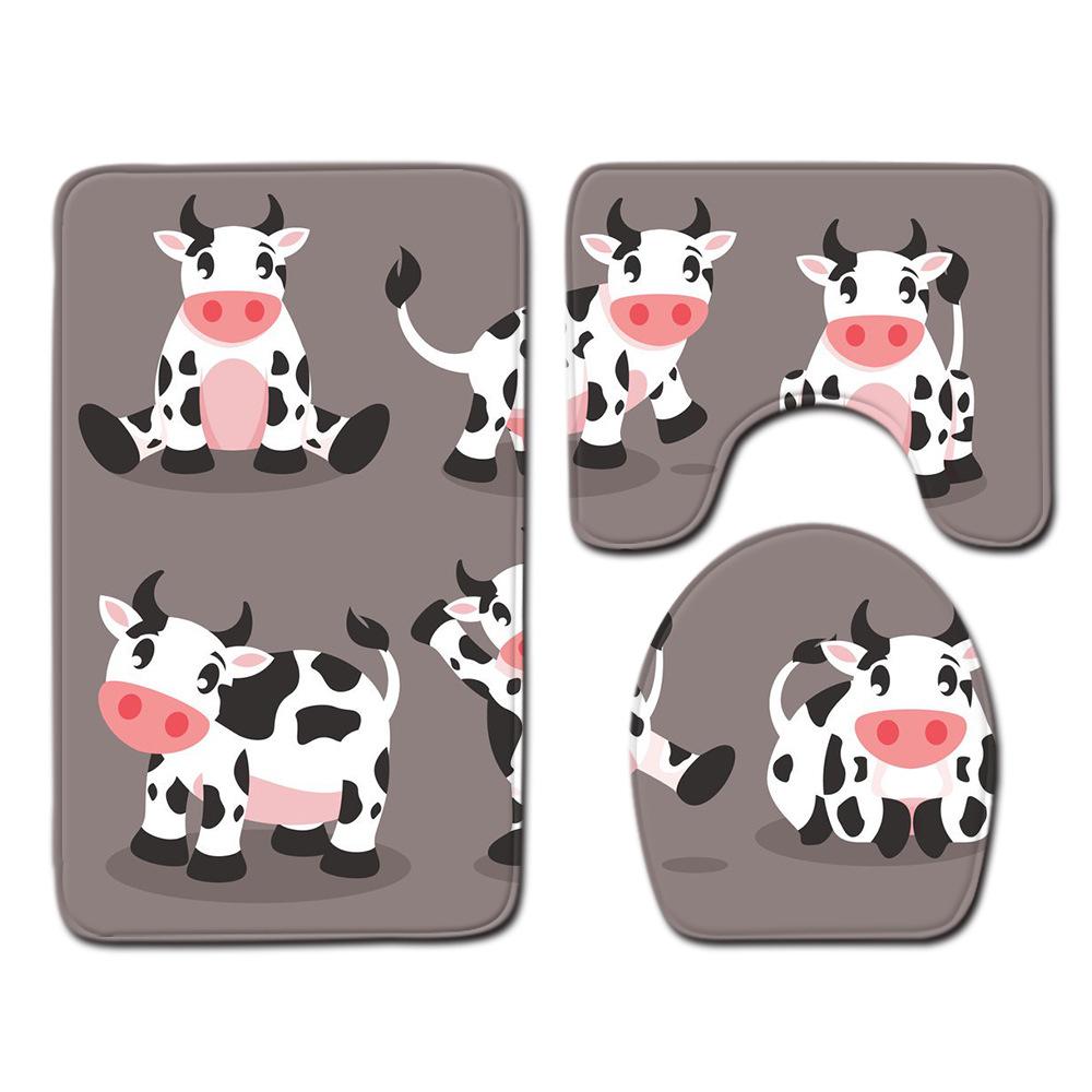 Covor de podea creativ din trei piese pentru toaletă, covor de ușă, covor de baie, covor de ușă moale antiderapant