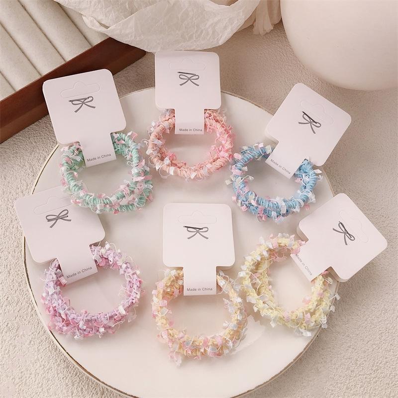 Colorful Candy Floss Hair Ties Spring Autumn Winter Versatile Elastic Hair Bands for Girls Kids Cute Ball Headbands