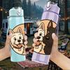 1PC Dog Couple Portrait Frame Print 750ml Color Plastic Sports Water Bottle Leakproof Flip Straw Lid Suitable for Sports Office Home Use