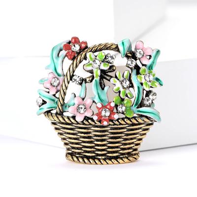 Mode Exquisit Legierung Emaille Blumenkorb Brosche Nische Vielseitig Damen Anzug Cardigan Korsage Schmuck Pin