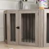Dog Crate Furniture Side Table, with Cushion, 122 x 61 x 71cm - Walnut Brown