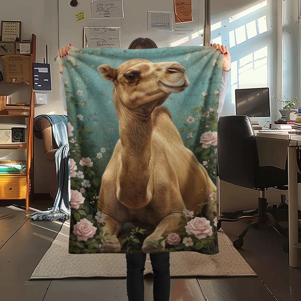 

1PC Retro Realism Print FlAannel Blanket, High quality Comfortable for All Seasons, Home Decor, Warmth and Comfort 80cm x 120cm
