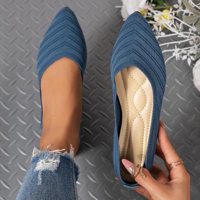 Sharp Pointed Shallow Mouth Single Shoe Women's Shoes Breathable Flat Shoes Women's Plus Size Knitted Shoes
