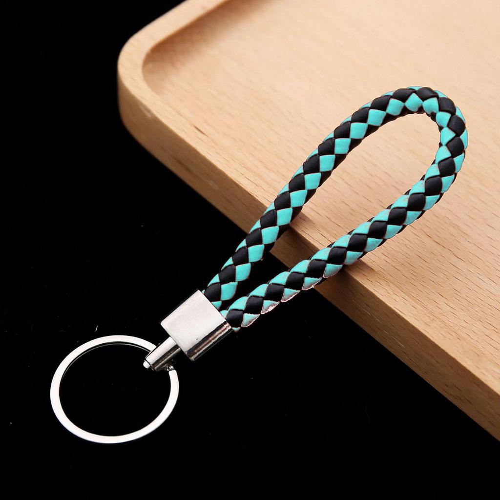 Handmade Braided Leather Keychain: Thick Cord for Practical Waist or Bag Hanging, Perfect for Couples.