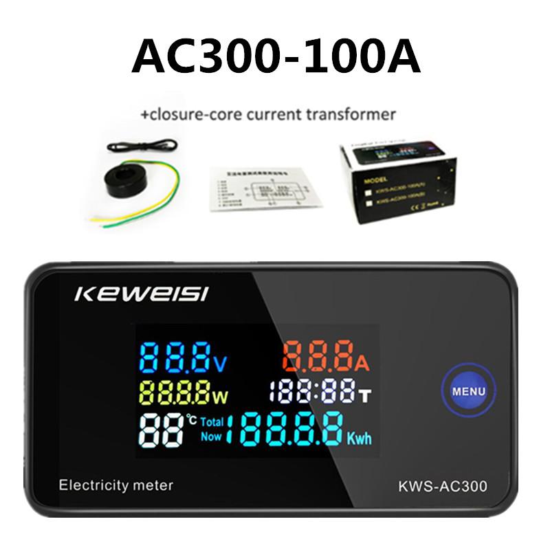 KWS-AC300 Voltmeter Ammeter KWS Power Energy Meter AC 50-300V LED AC Wattmeter Electricity Meter with Reset Function 0-100A
