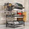 2-3Tier Dish Drying Rack Compact Kitchen Dish Rack Drainboard Set Large Rust-Proof Dish Drainer with Utensil Holder Storage Rack