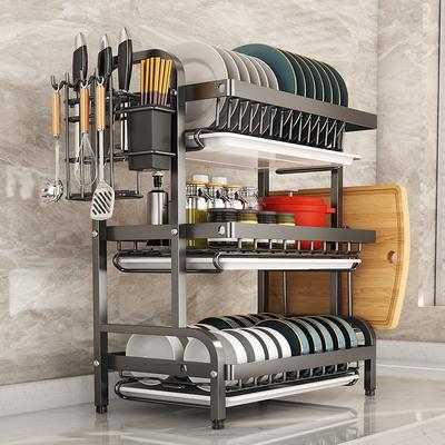 2-3 Layer Stainless Steel Kitchen Storage Rack for Dishes and Bowls - Used for Storing Cutlery, Plates and Bowls Kitchen Storage