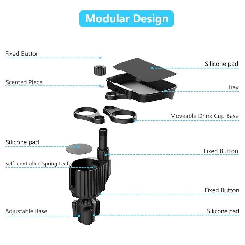 Car Cup Holder Expander Tray with Detachable Auto Cup Holder Tray, Car Food Trays for Eating &Cup Holder Tray Table for Cars