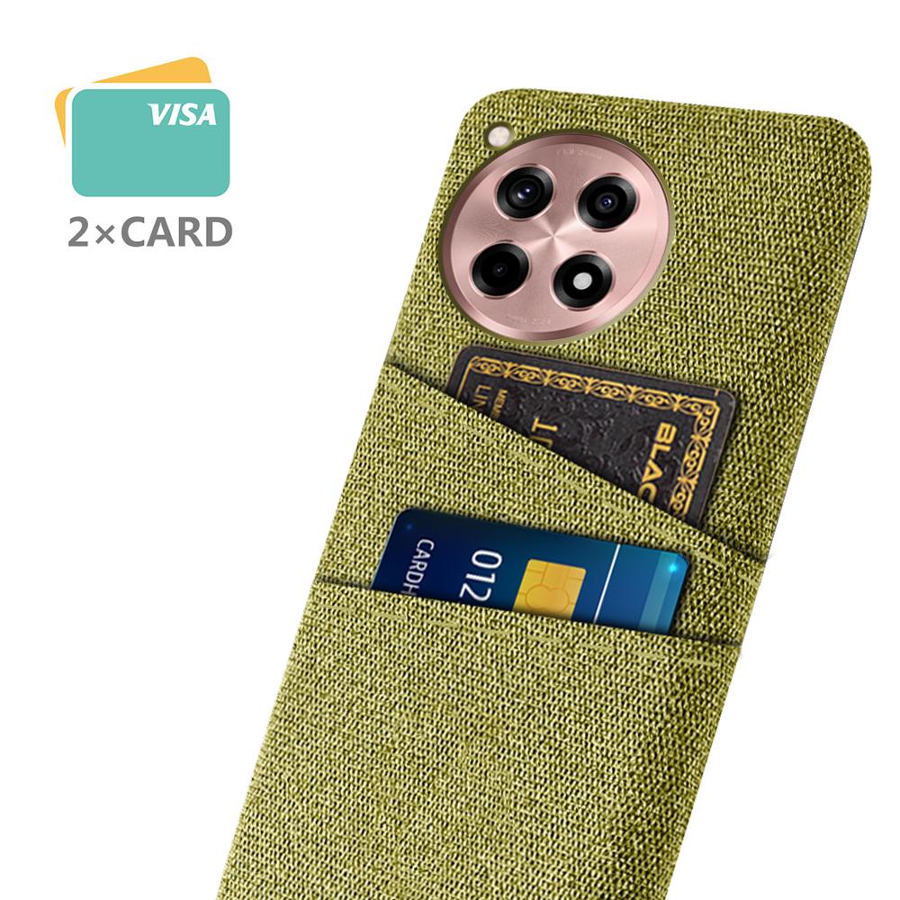 

For OnePlus Ace 3 5G/12R 5G Case Cloth Texture Dual Card Holder Hard PC Cover Yellow