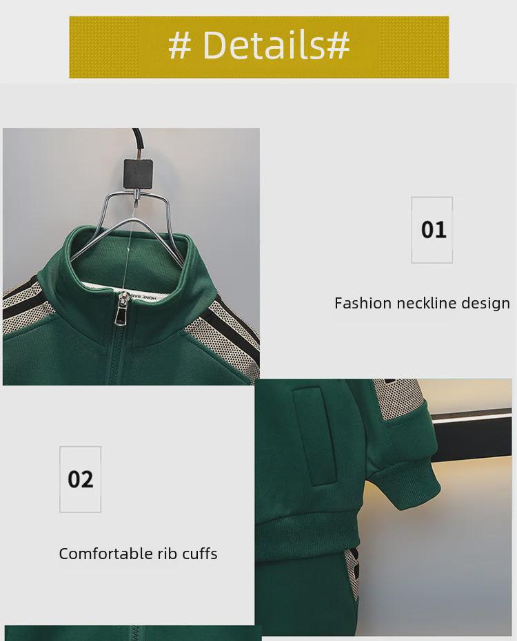 Boys' 2024 Spring/Autumn Casual Korean Sports Suit: Stylish Lettered Top & Pants Set for Kids