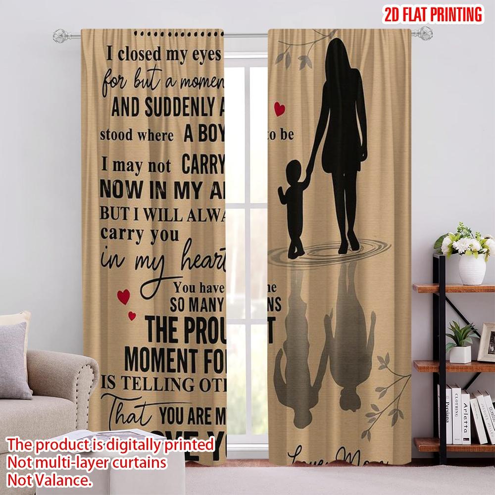 

2pcs,2D plane printing Curtains&Window Treatment Dear Son Silhouette 100% Polyester (without rod) Art Deco Festive Ldeal for 52.50 × 116.00 cm 2 pcs