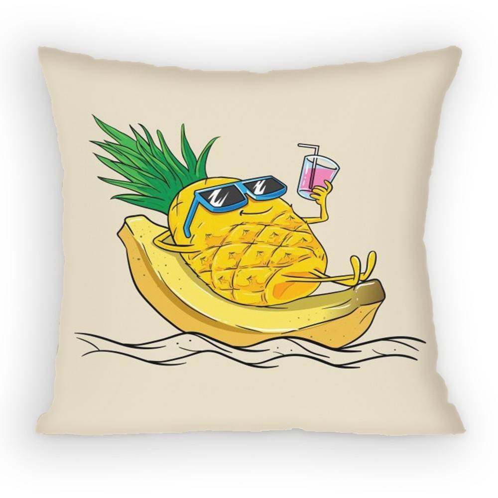 Summer Holiday Cartoon Fruit Beach Surfing Swimming Pillow Case Sofa Living Room for Bedroom Cushion Square Cushion Nap Time