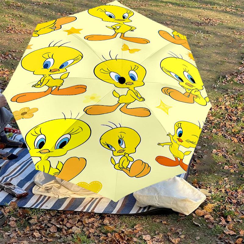 1PC Tweety Bird Umbrella-8-Rib Reinforced, Automatic Open, Lightweight & Durable, Cute Fashion Accessory for Outdoor, D2666