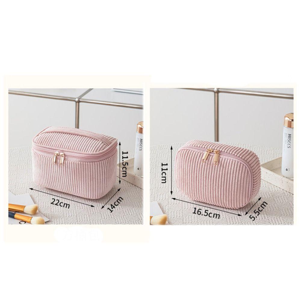 New Corduroy Makeup Bag Large Capacity Storage Organizer Travel Cosmetic Bag Portable Zipper Toiletry Bag