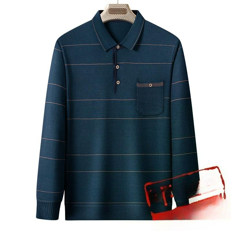 Dad Long-sleeved T-shirt Men's Spring Loose Top Lapel Polo Bottoming Shirt