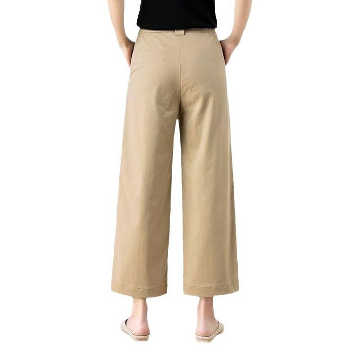 Women's Cotton Wide Leg Pants Summer Plus Size Loose and Versatile Casual Pants Sports Pants