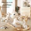 Silent Wheels Wooden Rocking Horse Ride-On Toy with Guardrail and Anti-Fall Protection