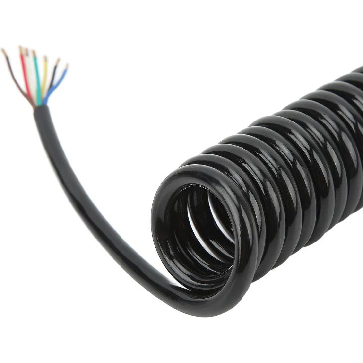 Haofy Trailer Extension Coiled Cable, 12.8ft 20AWG 7 Core Polyurethane Copper, Trailer Extension Coiled Power Cable for Tow Truck RV