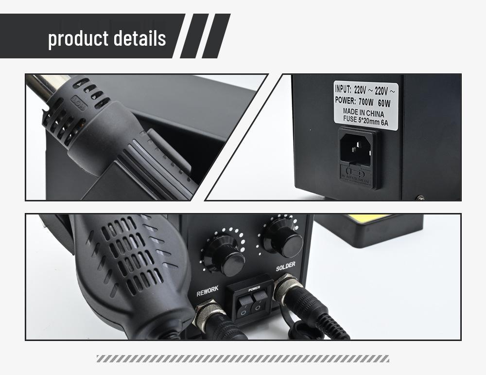 JCD 8586D 2-in-1 Soldering Station: Adjustable Hot Air Gun, Repair & Desolder Tool with Digital Display for Mobile Phone Repair & Welding