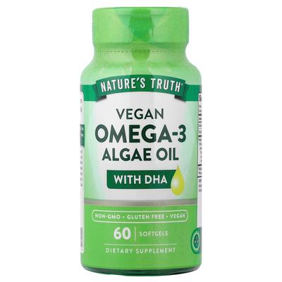 Vegan Omega-3 Algae Oil DHA Vegan Softgels, 60 Count