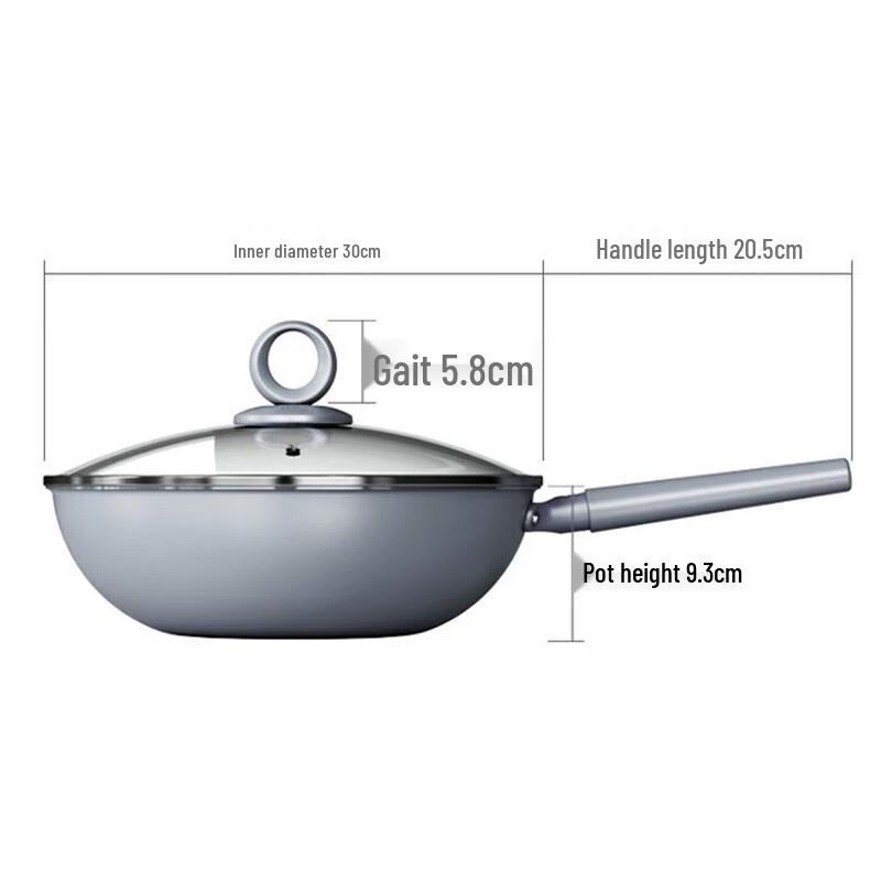 Sanhe Micro-Nano Coating-Free Non-Stick Titanium Wok, 30cm
