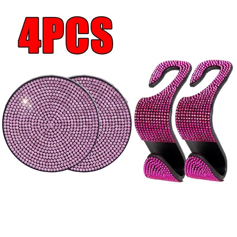 Universal Car Seat Back Hook Pad Hanger Rhinestone Inlaid Water Cup Pad Mount Storage Holder Car Interior Decor Auto Accessorie