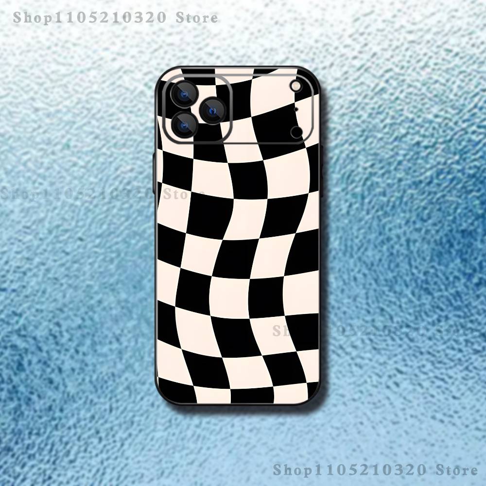 

Black white checkered pattern Phone Case For iPhone 17,16,15,14,13,12,11,Pro,Max,Plus,E,SE4,Air,Mini Black Soft Funda iPhone14ProMax