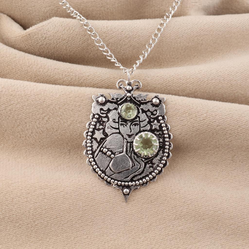 Green Amethyst Gemstone 925 Sterling Silver Women Elegant Pendant 1.9" For Wedding Gift CP-44-6