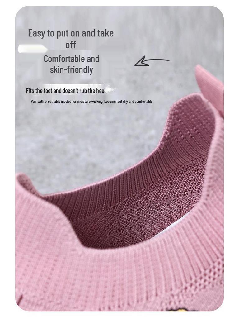 Women's Lightweight Platform Flyknit Sock Shoes: Breathable, Height-Boosting Casual Footwear for Spring
