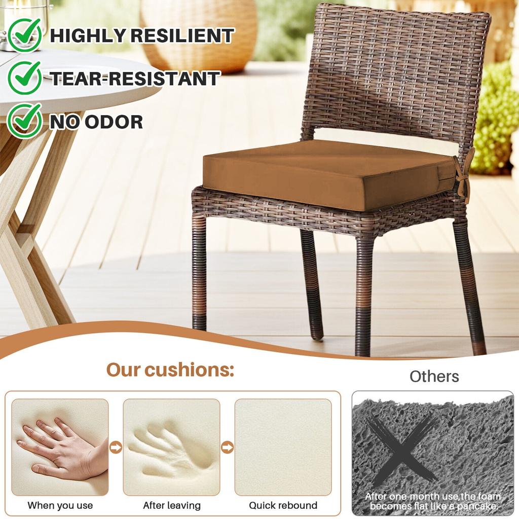 Waterproof Outdoor Seat Cushions Set of 2, Thick Patio Furniture Cushions with Ties, Non Slip Chair Pads for Garden, Porch