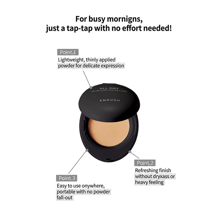 Enough All Day Velvet Soft Two Way Cake SPF28 PA++ 12g + Refill 12g (9 Options)