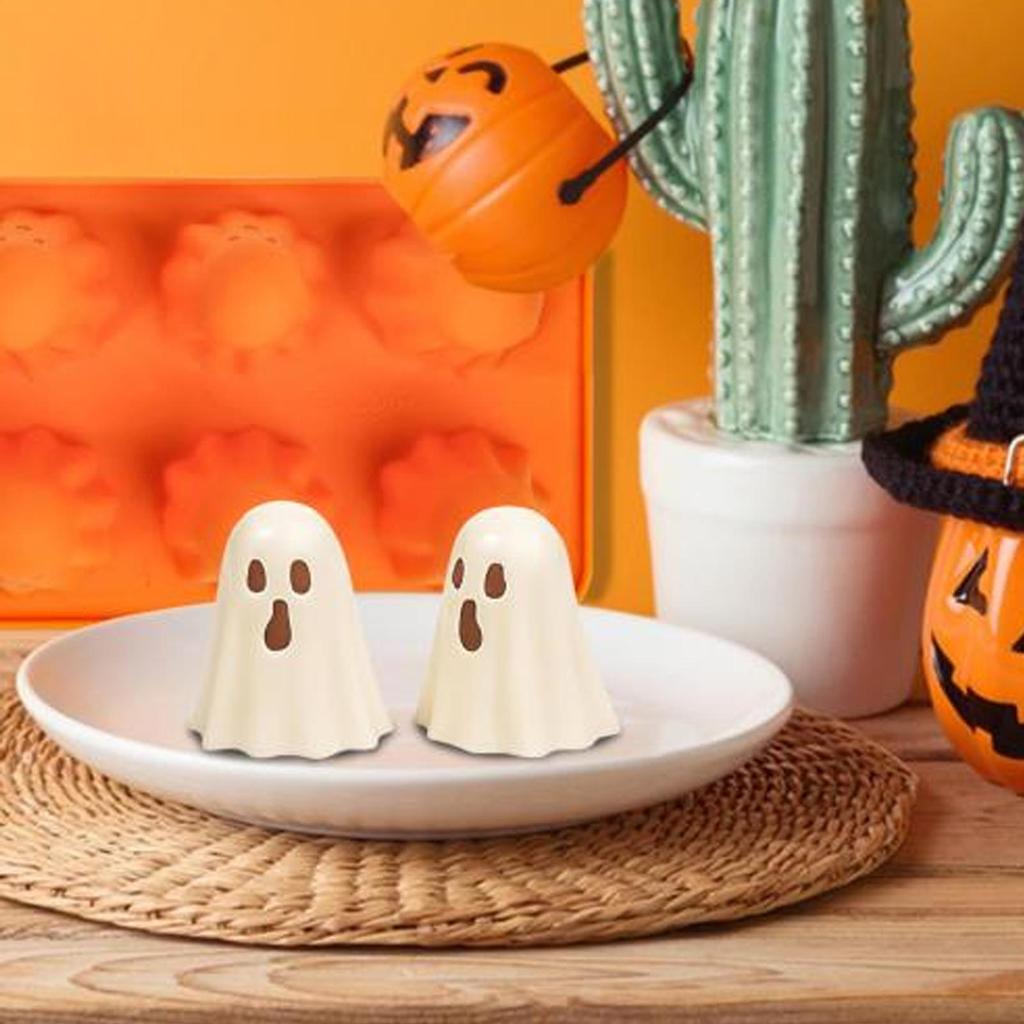 4-Grid Ghost Chocolate Ice Mold Ghost Chocolate Candy Mold Halloween Ghost Silicone Casting Mold Reusable Making Ice Mould