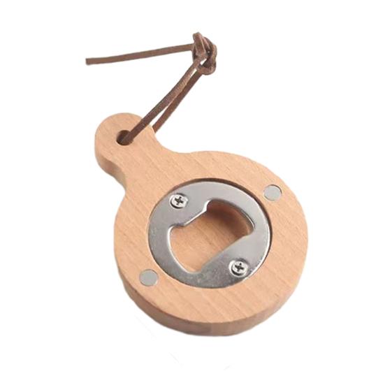 Wooden Magnetic Bottle Opener, Rustic Beer Cap Remover with Strong Magnet, Wall Mount Refrigerator Opener for Home Bar Gift