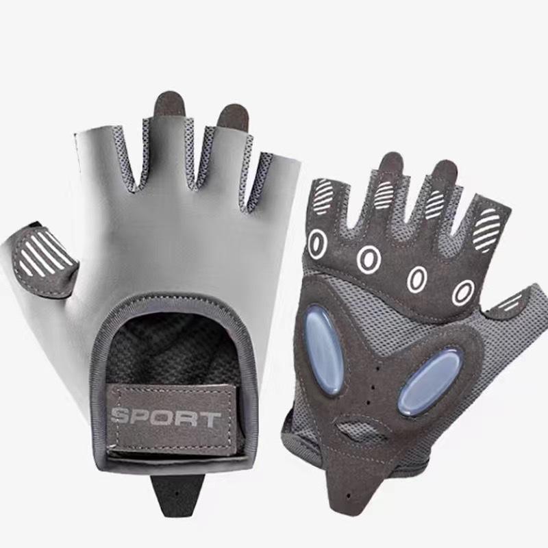 Half finger fitness gloves non-slip sports wear-resistant air cushion shock-proof ice silk breathable yoga anti-cocooning cycling gloves